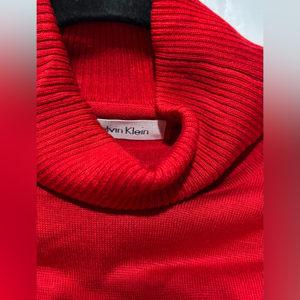 New Calvin Klein Sleeveless Ruched
Sweater Red Dress - Size L - Picture 3 of 8